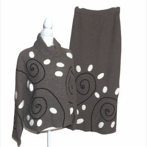 Vintage Animale Silk Knit Retro Skirt Set Size M
